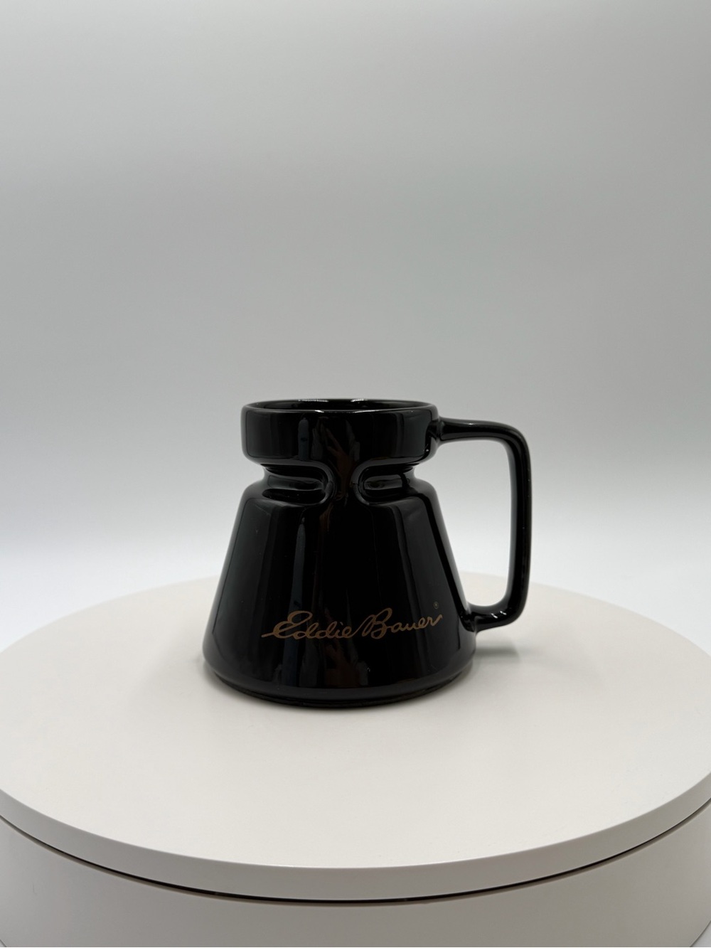 Eddie Bauer Glossy Black Sculpted Ceramic Mug